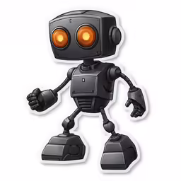 the robot sticker with orange eyes