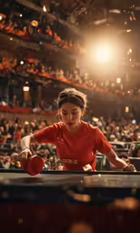 a woman in an arena with a ball