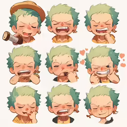 a bunch of animated facial expressions with different hair styles