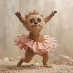 the small stuffed animal has been dressed in pink