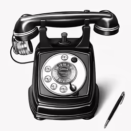 black and white illustration of an old fashioned telephone