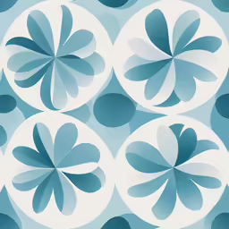 a circular design on blue, white and black background