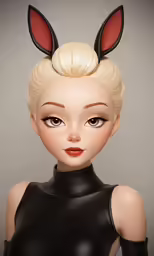 a beautiful blond with bunny ears on her head