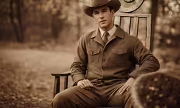 a man in uniform is sitting on a chair