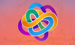 there is a bright red background with an abstract shape,a close up view of a colorful artwork