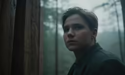 the face and shoulders of a man in a forest