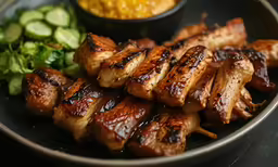 some meat and vegetables are on the plate