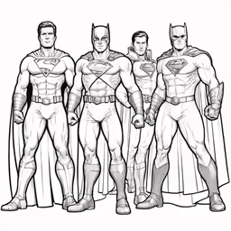 the dc superheros line up for the new comics coloring page