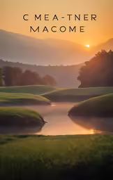 an image of some grass water and a sun