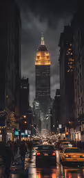a street is crowded with cars in the rain
