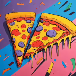 a painting of a pizza has been drawn