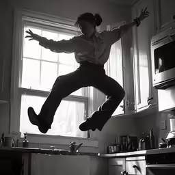 a woman is doing some tricks in the air