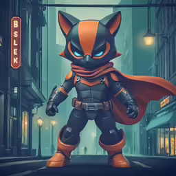 a cartoon of a cat character with blue eyes