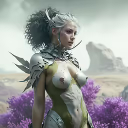 a person with white hair and no shirt