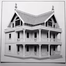 architectural drawing of a building with a balcony and balconies