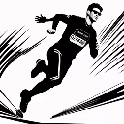 a man is running on a race track