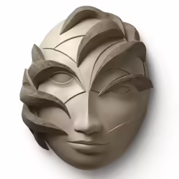 an abstract mask is shown against a white background