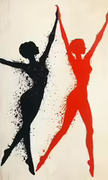 this painting is designed with black and red colors