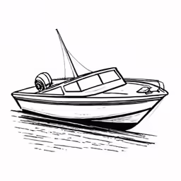 a boat on the water with a sail line