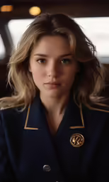an image of a beautiful woman in a blue coat