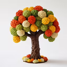 a tree made up of balls sitting on the ground