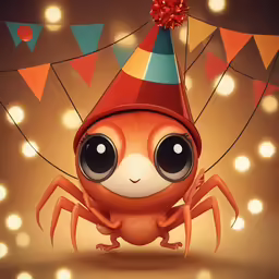 a picture of a spider wearing a party hat