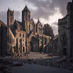an old, rundown gothic cathedral is shown in this photograph