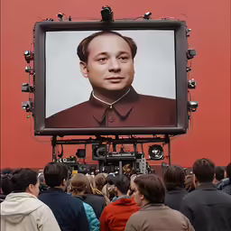 a man in a uniform on a large screen