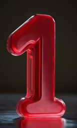 a red plastic number on a dark surface