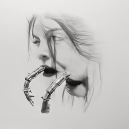 a woman is putting some pipe in her mouth