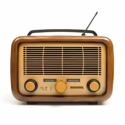 an old fashioned wooden radio on white background