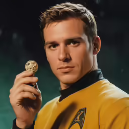 a man in uniform holding a piece of metal object