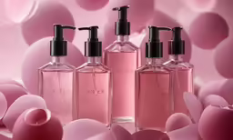 3 pink glass hand sanitizers for woman