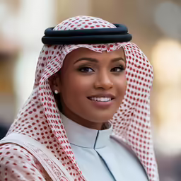 the woman is smiling and posing for the camera