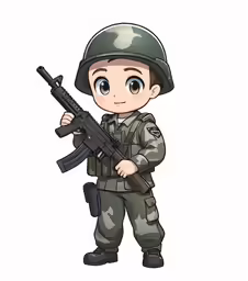 a cartoon soldier in a uniform with a gun