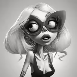 a doll with huge eyes and big lips