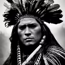 the indian is a man with feathers on his head