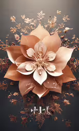 a big flower is coming out from the middle of the screen,a flower made from a computer generated photograph