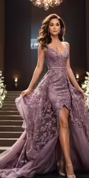 a woman posing on steps in a dress