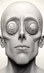 a 3d image of a man with large glasses