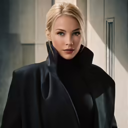 the woman is standing next to an unfinished building
