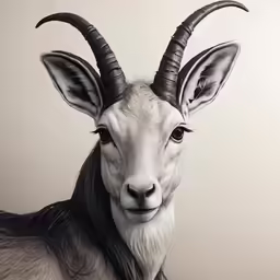 an artistic drawing of a ram with large horns