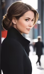 a beautiful woman with a low bun on her head