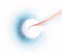 an abstract background with dots and a red, white, and blue curved wave