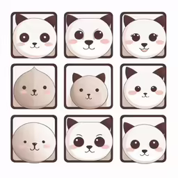 a few cat faces arranged in different squares
