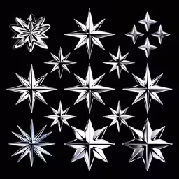 star icons with one line on each side,stars in the middle of each other with different angles