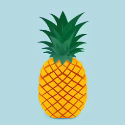 a pineapple sitting in the middle of a blue background