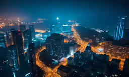 a city that looks like it is at night
