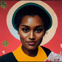 a close up of a woman with a green hat