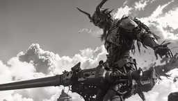 a giant humanoid standing on top of a large object